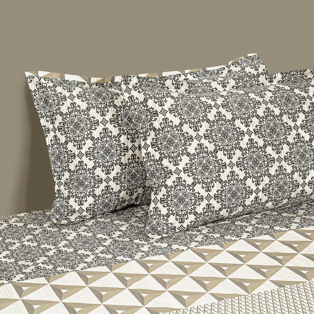 Abstract Mosaic 210TC Earthtone Geometric Peaks Bedsheet Set