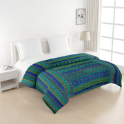 Bohemian cotton bedsheet, Exotic pattern bedding, Jewel-tone bedroom decor, Intricate design bedsheets, Luxury boho bed linen, Artistic cotton bedspread, Vibrant blue green bedsheet, Traditional motif bed cover, Rich patterned textile, Eclectic bedroom style, Ornamental bed decor, Indigo and emerald bedding, Old-world charm bedsheet, Mystical bedroom design, Bohemian sanctuary linen