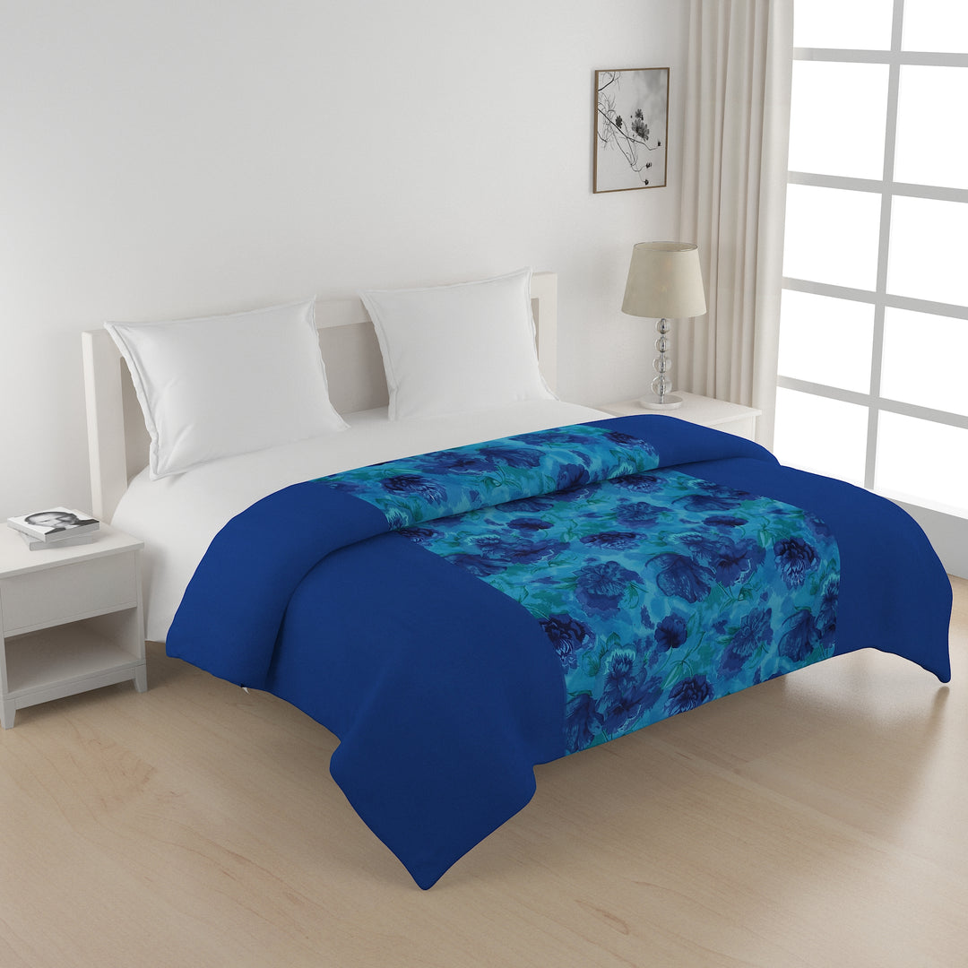 Blue valentine bedsheet set, ocean-themed cotton bedding, 200 thread count luxury sheets, nautical floral bed linens, deep blue bedspread, marine life bedroom decor, elegant floral pattern sheets, romantic bed set, serene ocean bedding, navy blue cotton comfort, underwater botanical design.