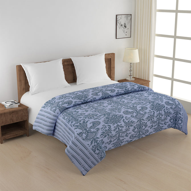 Ethnic motif bedding, 160TC cotton sheets, Luxury blue bedding, Durable cotton bedspread, Soft cotton bed set, Large pattern comforter, Sophisticated bedroom decor, Blue and grey bedding, Contemporary bedroom design, Machine washable cotton set, Stylish bedclothes ensemble, Elegant bedding collection, Bedroom style upgrade, Calm sleeping environment, and Serene bedroom colors come together to create a tranquil and stylish atmosphere for your bedroom.