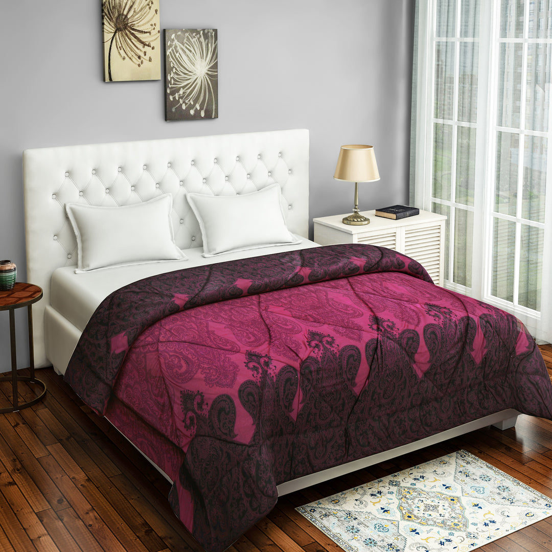 
"ethnic motif bedding, deep magenta bedspread, luxury satin sheets, ethnic pattern duvet cover, rich pink bedding set, wine colored bed linen, opulent bedroom design, traditional motif comforter, elegant home decor textiles, magenta satin bedding, sophisticated bedroom style, heritage pattern bed set"