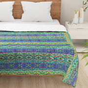 Bohemian cotton bedsheet, Exotic pattern bedding, Jewel-tone bedroom decor, Intricate design bedsheets, Luxury boho bed linen, Artistic cotton bedspread, Vibrant blue green bedsheet, Traditional motif bed cover, Rich patterned textile, Eclectic bedroom style, Ornamental bed decor, Indigo and emerald bedding, Old-world charm bedsheet, Mystical bedroom design, Bohemian sanctuary linen