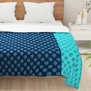 Buti print bedsheet set, 200TC cotton bedding, ethnic motif sheets, blue and teal bed linen, deep blue cotton comfort, Indian geometric bedspread, traditional Desi bedroom, artisanal pattern duvet cover, cultural design textiles, quality cotton sleep, serene bedroom palette, geometric booti print