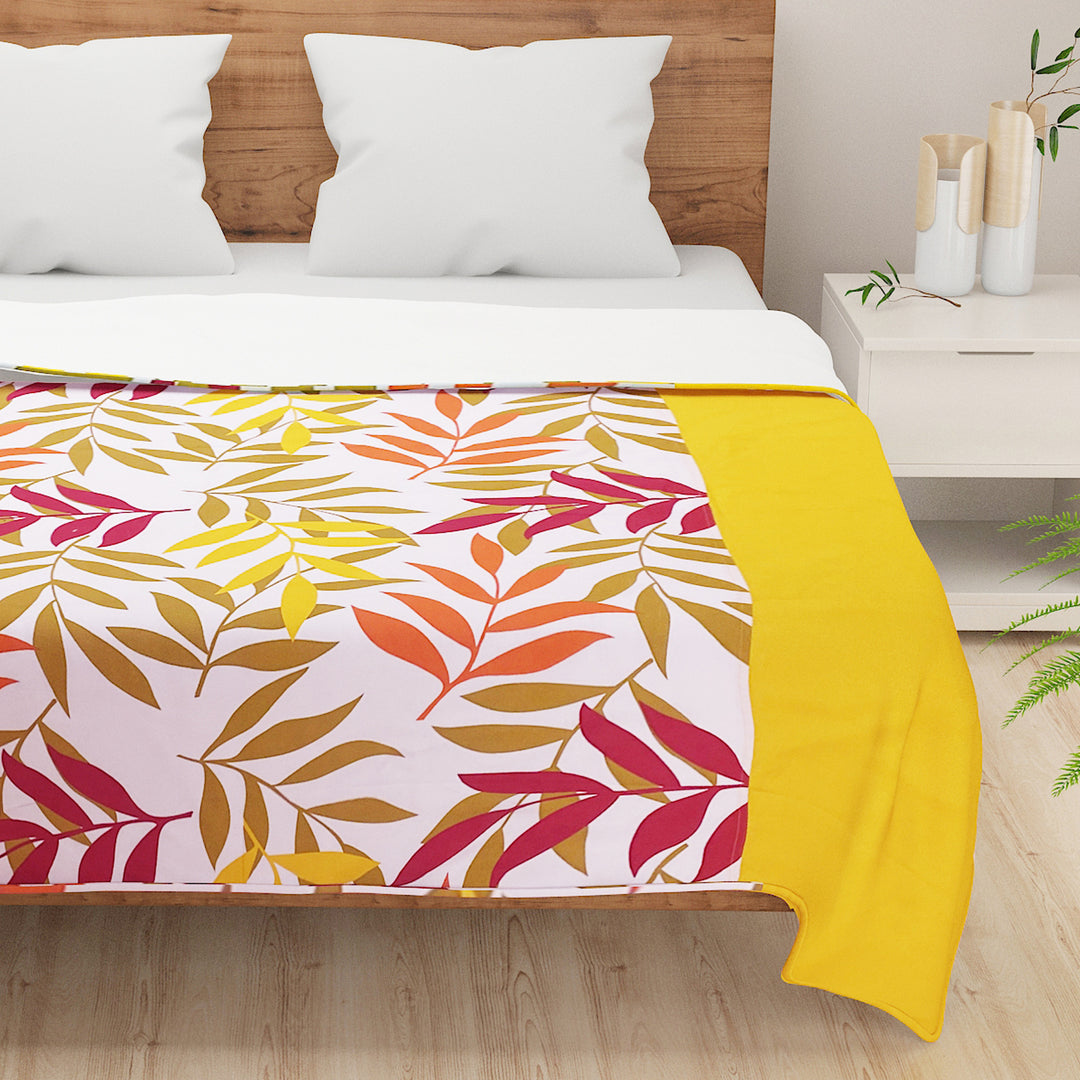 Autumn leaves bedsheet set, 200 thread count cotton sheets, abstract floral bedding, yellow and orange bedroom decor, seasonal pattern bedspread, vibrant cotton bed linens, fall-inspired duvet cover, colorful bedroom textiles, artistic bedding collection, cozy autumnal bed decor