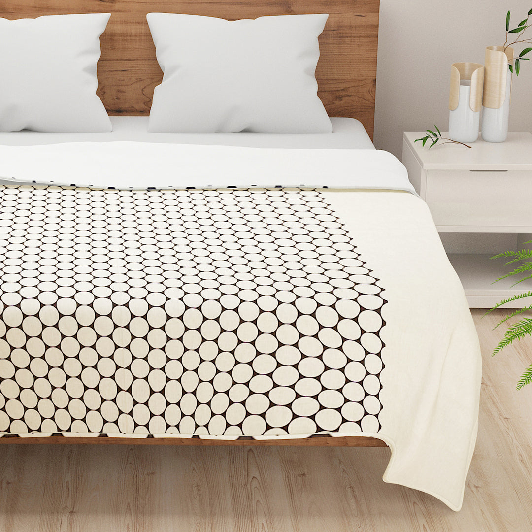 Modern geometric bedding, Hive pattern bedspread, Black and cream duvet cover, Contemporary cotton bed sheets, High thread count luxury linens, Chic bedroom textiles, Abstract pattern comforter, Minimalist bed decor, and Pure cotton geometric quilt combine to create a sophisticated and stylish bedroom ensemble with structured design and modern flair.