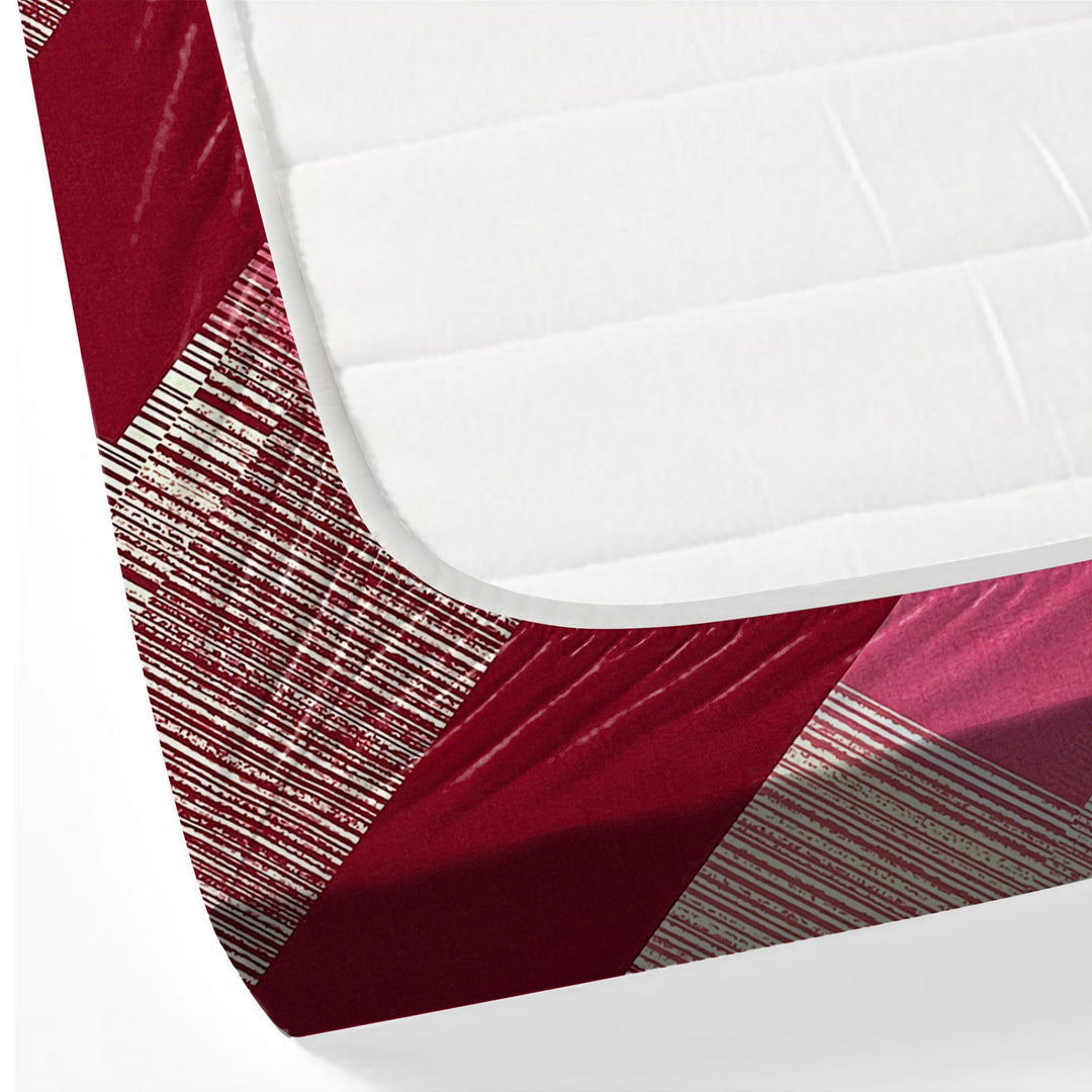 Abstract Artistry - Painted Brown and Magenta Cotton Canvas Bedsheet Set