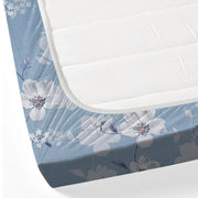 Sky Blue Blossoms 144TC Roto Cotton Bedsheet Set