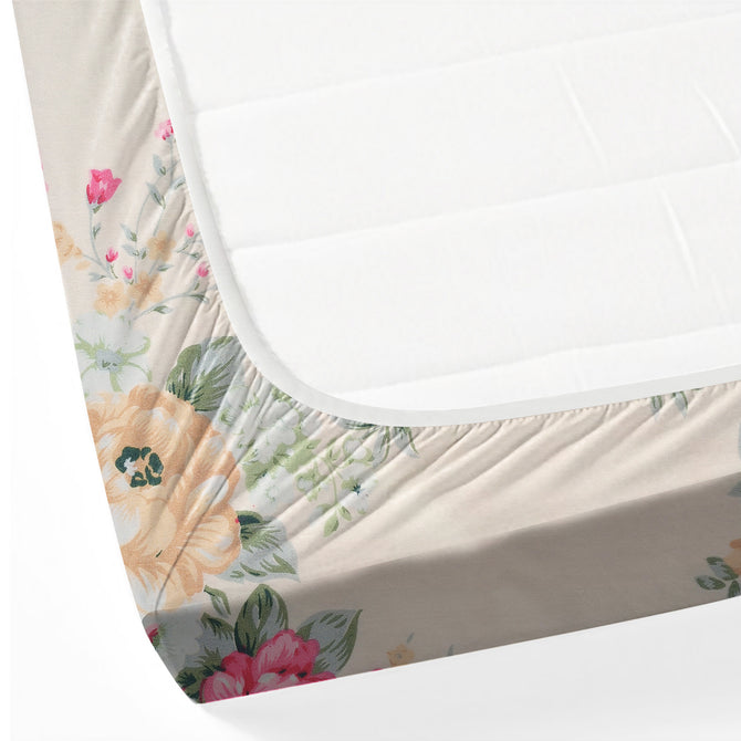 Garden in Bloom 250TC Cotton Satin Off-White Elegance Bedsheet Set