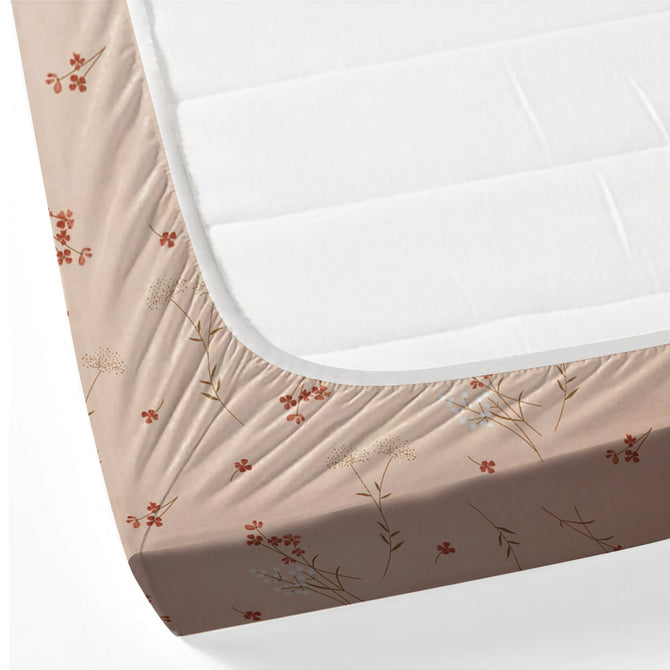 Meadows Blush  - 250TC Floral Peach Cotton Satin Bedsheet Set