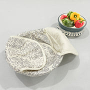 Dual Tone Grey Ethnic Motif Round Bread Basket