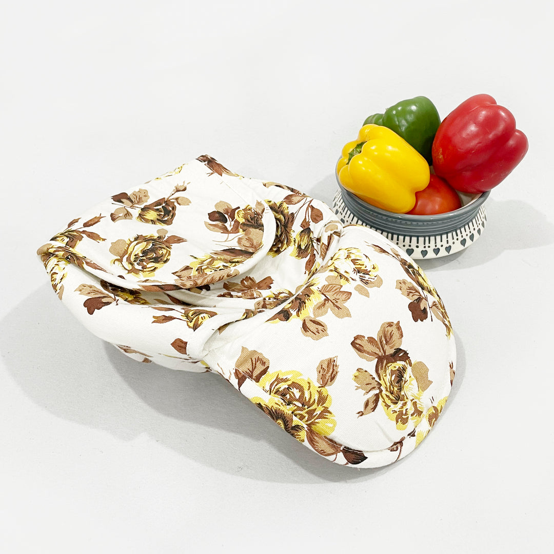 Deep Brown Floral Round Bread Basket