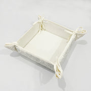 Dual Tone Grey Ethnic Motif Square Bread Basket