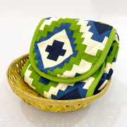 Symmetry in Spring - 200TC Vibrant Green Cotton Round Bread Basket