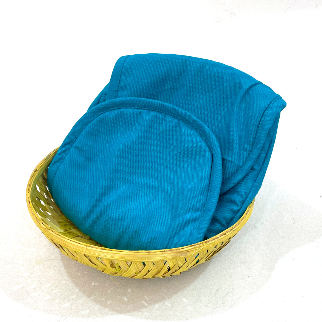 Bright Aqua Blue Solid Round Bread Basket