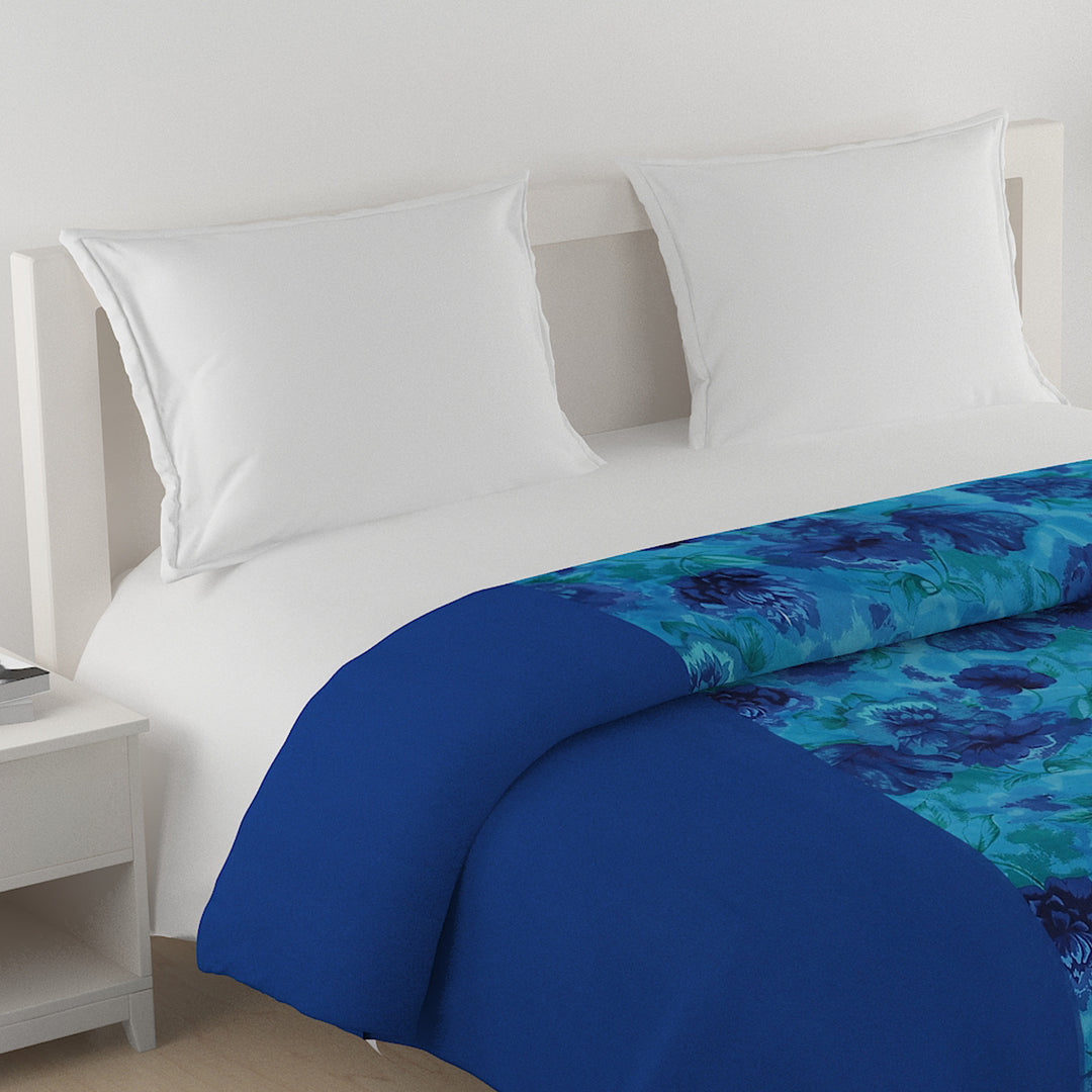 Blue valentine bedsheet set, ocean-themed cotton bedding, 200 thread count luxury sheets, nautical floral bed linens, deep blue bedspread, marine life bedroom decor, elegant floral pattern sheets, romantic bed set, serene ocean bedding, navy blue cotton comfort, underwater botanical design.