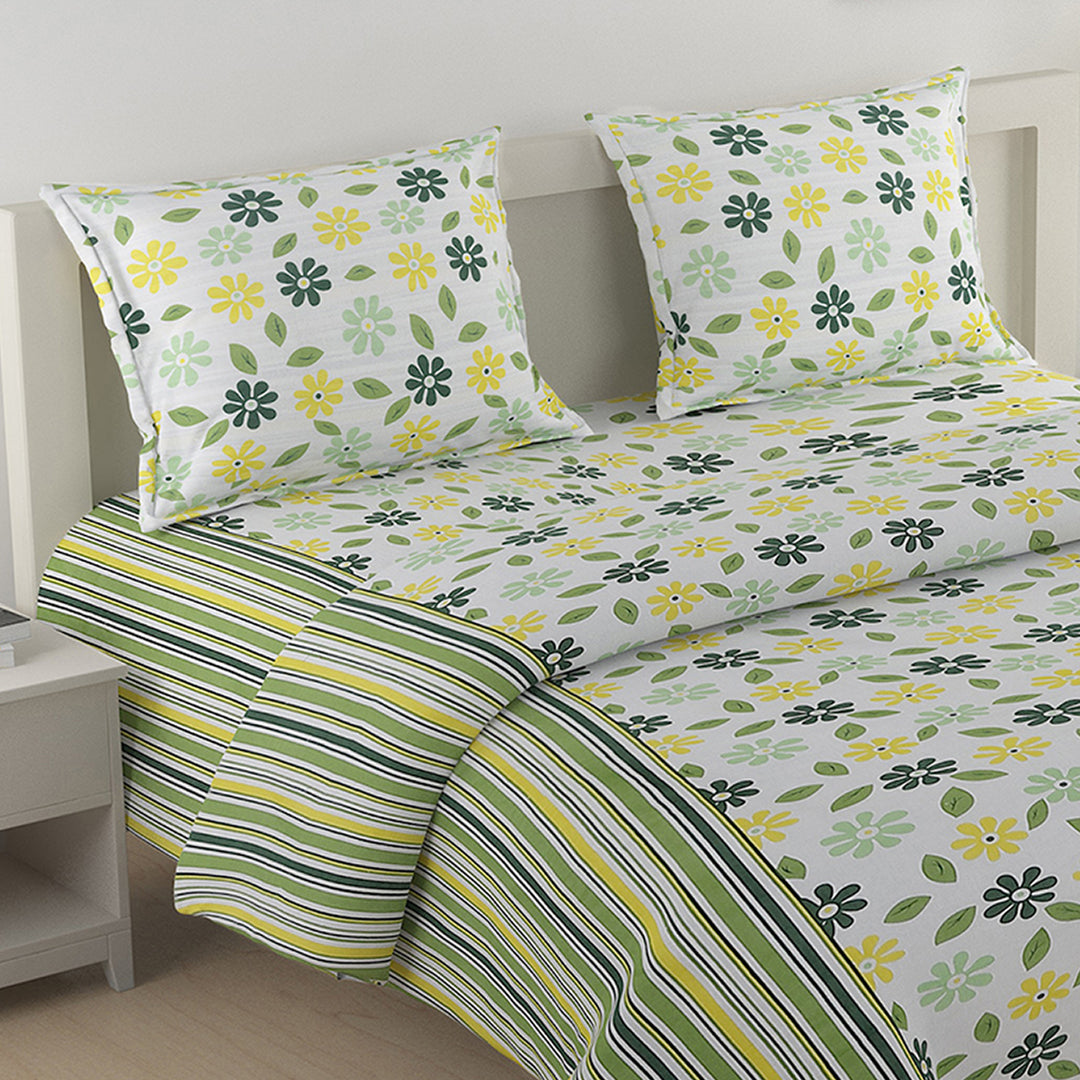 Daisy Field Whispers 160TC Pure Cotton  - Springâ€™s Embrace Bed in a Bag Set