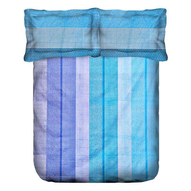 Azure Rhythm - Serene Stripe 100% Cotton Double Bedsheet