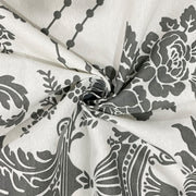 dark grey floral bedding, ethnic floral bedding set, 144TC roto cotton sheets, sophisticated bedroom design, elegant Indian motif bedding, luxury grey floral linens, premium ethnic bedspread, large pattern floral bedding, monotone bedding set, high-quality cotton bed linens