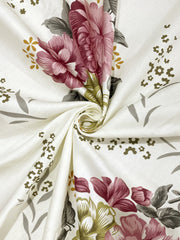 floral cotton satin bedding, 250TC bed set, pink flower bedding, cream floral sheets, luxury floral bedroom, satin bedding collection, high thread count luxury, romantic bed linen, premium cotton comfort, elegant flower bedspread.