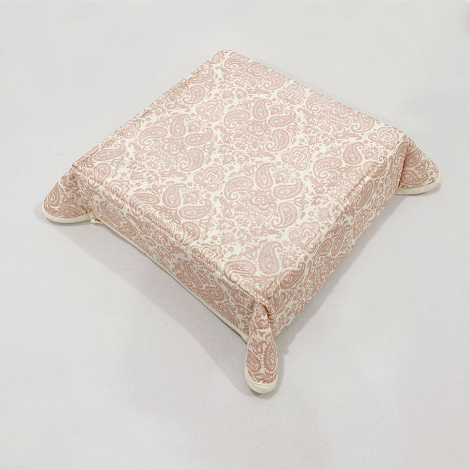 Dual Tone Cream Ethnic Motif Square Bread Basket