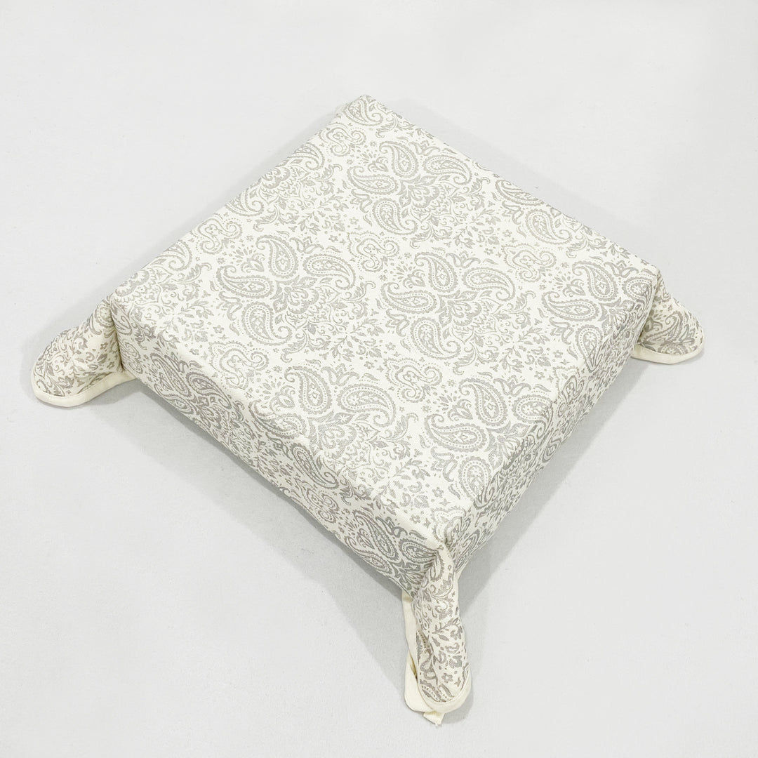 Dual Tone Grey Ethnic Motif Square Bread Basket