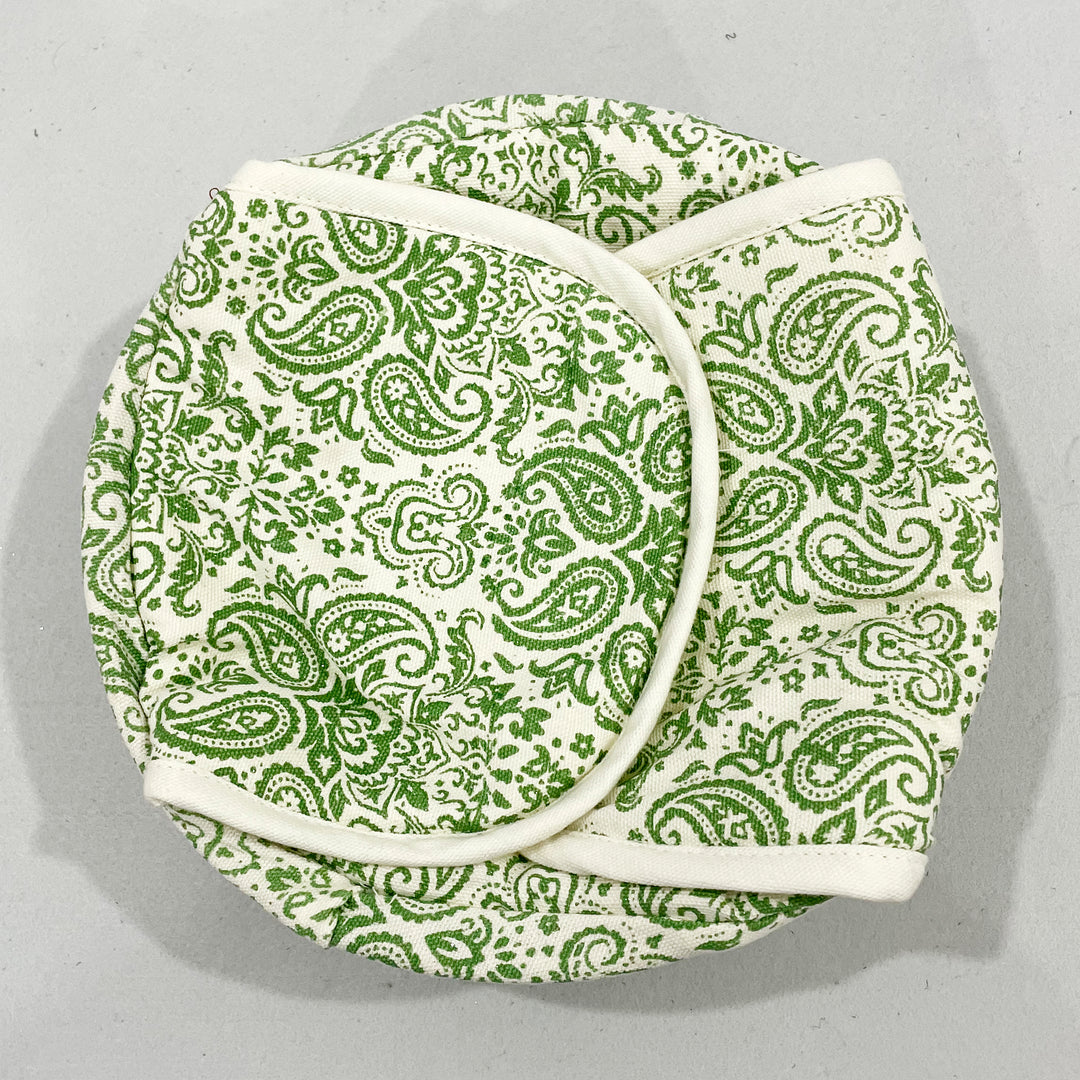 Dual Tone Green Ethnic Motif Round Bread Basket