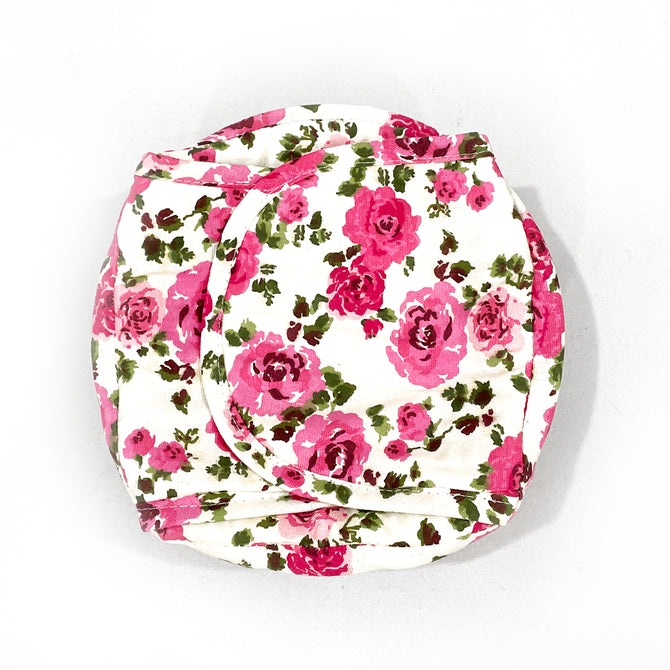 Bright Pink Floral Round Bread Basket