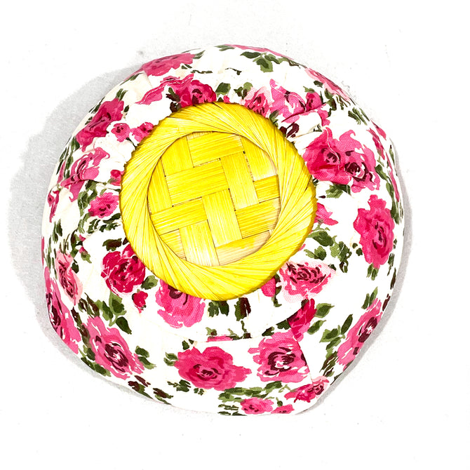 Bright Pink Floral Round Bread Basket