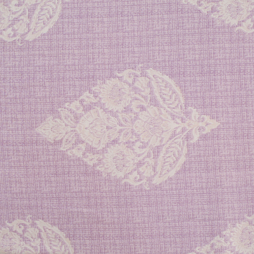 Traditional Floral Etching 210TC Lavender Linen Bedsheet Set