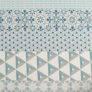 Abstract bedding, 210TC bedding, turquoise bedspread, geometric waves pattern, high-quality cotton sheets, luxurious bedroom textiles, modern bed decor, premium cotton bedding, soft and comfortable, elegant turquoise patterns, contemporary bedroom style, cool color palette, geometric mosaic design, ocean-inspired bedding, sophisticated home decor, wave motif, tranquil bedroom design, artistic bedding collection, durable and soft, hypoallergenic bed set, breathable fabric, stylish and modern comfort.