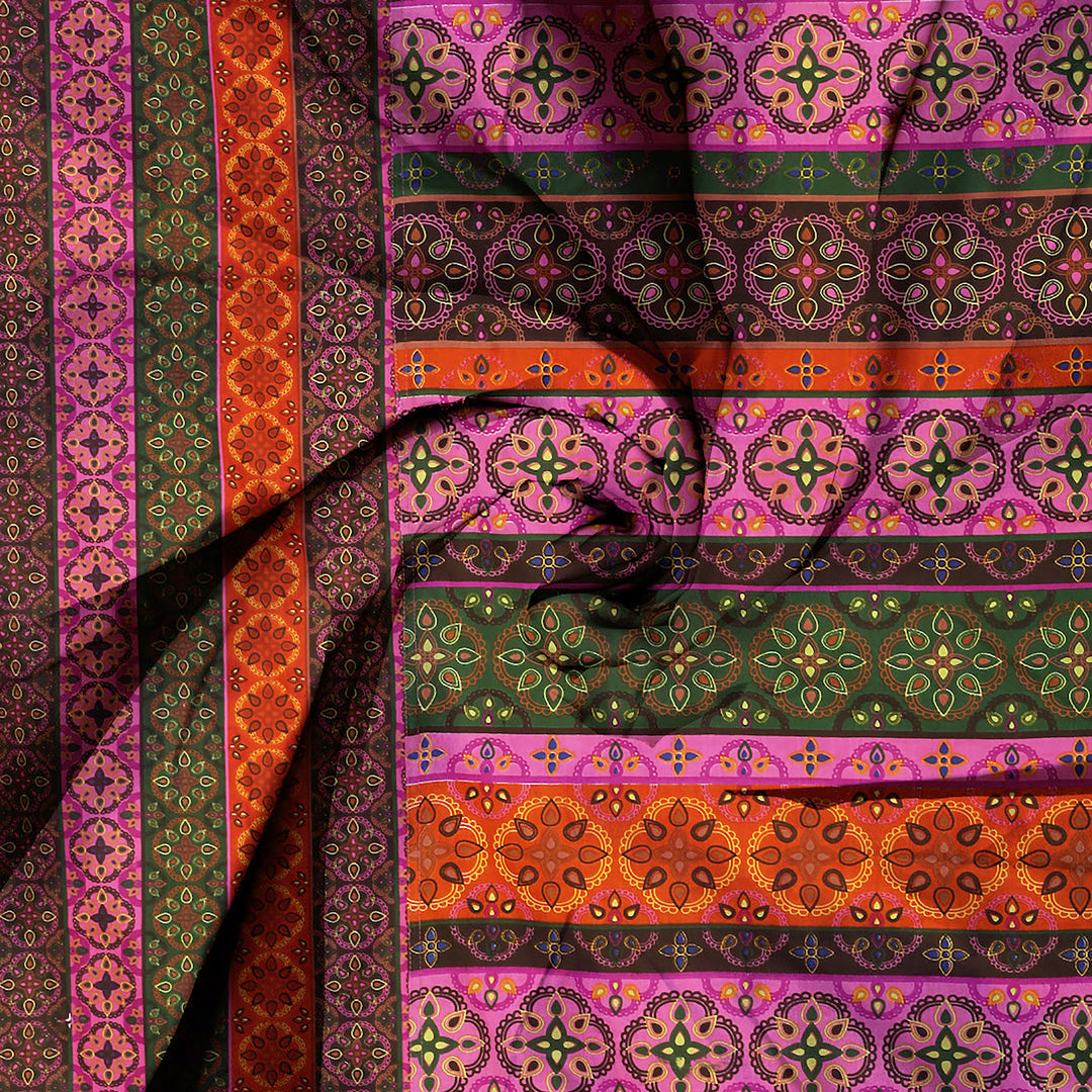 Ethnic cotton bedsheet, 200 thread count, vibrant bed linen, bohemian bedroom decor, artisanal bedding, mix and match patterns, gemstone hues bedspread, red orange green blue bedding, multicultural design, small print textiles, handcrafted look, pure cotton comfort, bright bedroom aesthetics, eclectic home style.