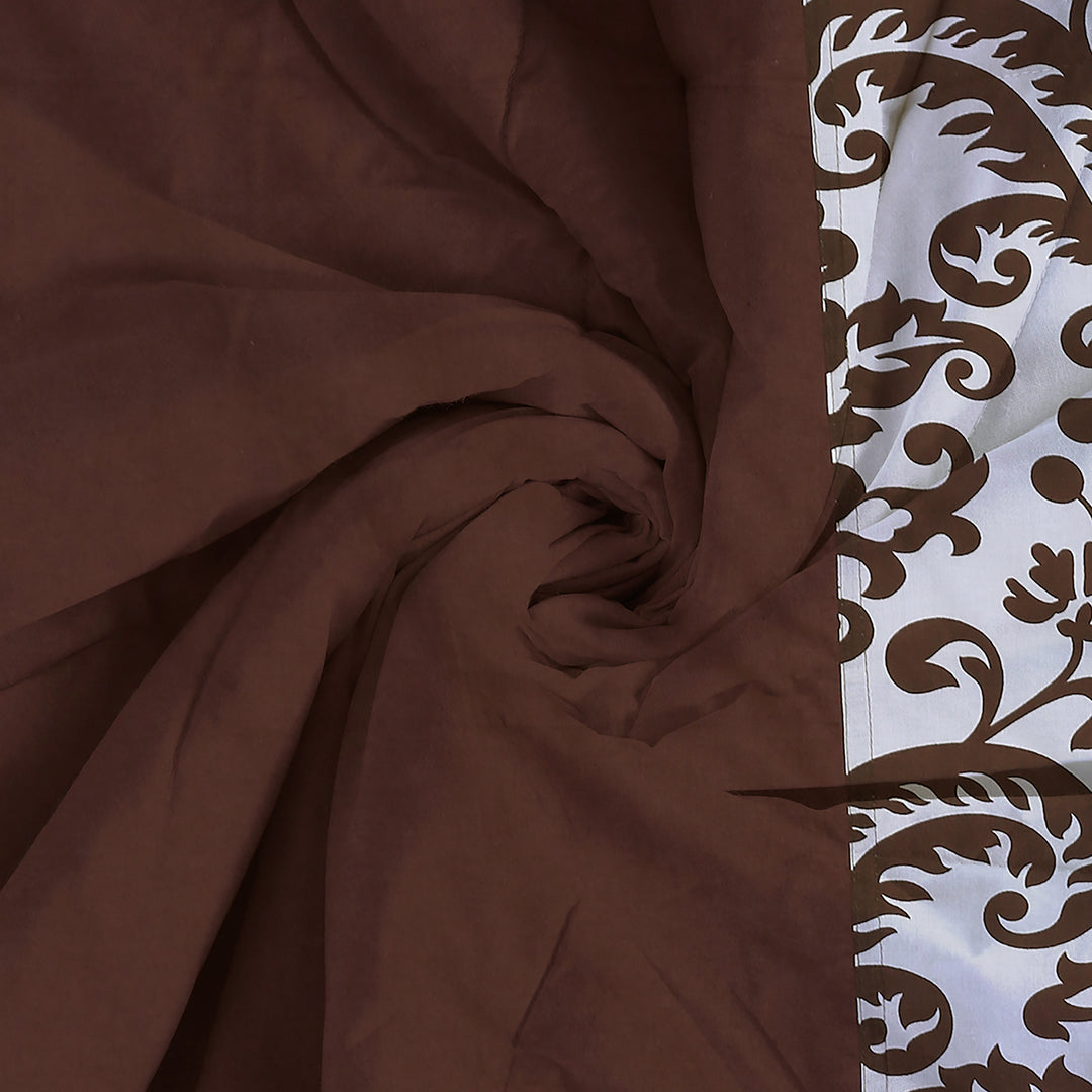 Baroque bedsheet set, geometric pattern bedding, 200 thread count cotton sheets, brown and white bedspread, luxury motif linens, chocolate brown bedroom decor, elegant cotton bed set, sophisticated bedroom design, baroque style duvet cover, classic home textiles, premium cotton bed linens.