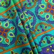 Bohemian cotton bedsheet, Exotic pattern bedding, Jewel-tone bedroom decor, Intricate design bedsheets, Luxury boho bed linen, Artistic cotton bedspread, Vibrant blue green bedsheet, Traditional motif bed cover, Rich patterned textile, Eclectic bedroom style, Ornamental bed decor, Indigo and emerald bedding, Old-world charm bedsheet, Mystical bedroom design, Bohemian sanctuary linen