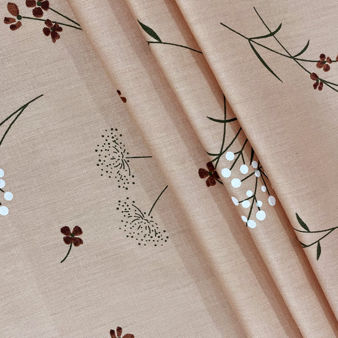 Meadows Blush bedding, floral peach cotton satin, hypoallergenic bed set, all-season comfort bedding, serene botanical design, luxury bedroom textiles, soft satin sheets, durable and soft bedspread, elegant meadow-inspired linens, peaceful bedroom aesthetic.