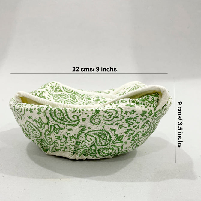 Dual Tone Green Ethnic Motif Round Bread Basket