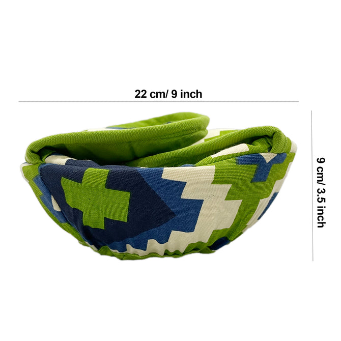 Symmetry in Spring - 200TC Vibrant Green Cotton Round Bread Basket