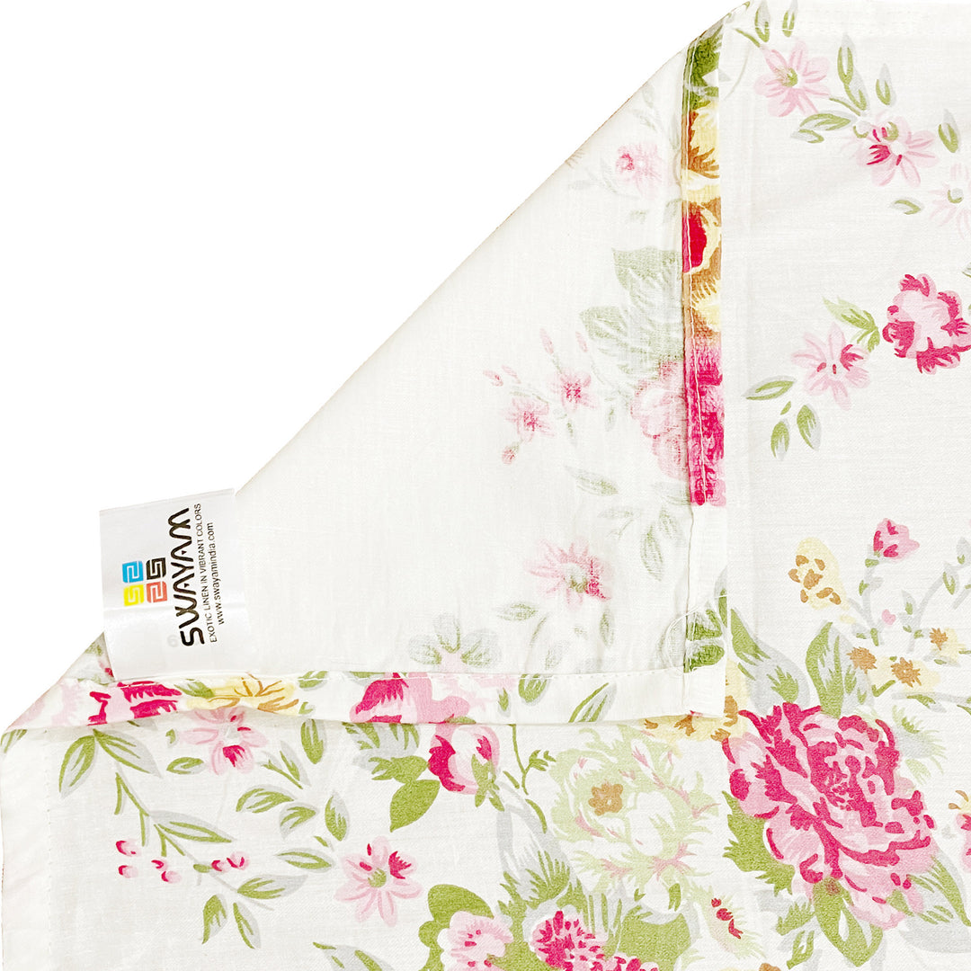 Garden in Bloom 250TC Cotton Satin Off-White Elegance Bedsheet Set